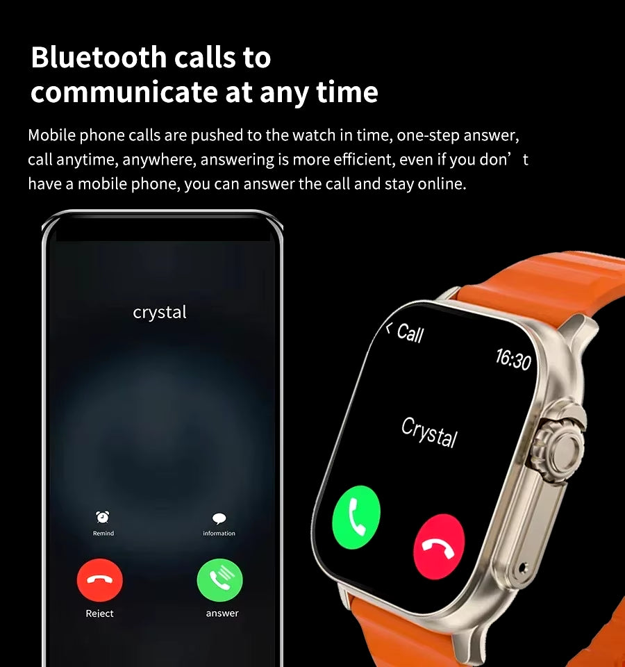 LAXASFIT T900 Ultra Smartwatch with Bluetooth Calling, Message Alerts, Heart Rate Monitoring, and Sports Features for Android and iOS - Unisex Design