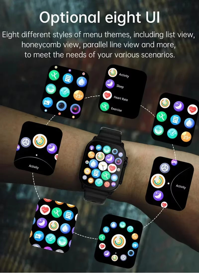 LAXASFIT T900 Ultra Smartwatch with Bluetooth Calling, Message Alerts, Heart Rate Monitoring, and Sports Features for Android and iOS - Unisex Design